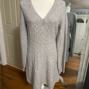 Lulu's Light Gray Cable Knit Dress